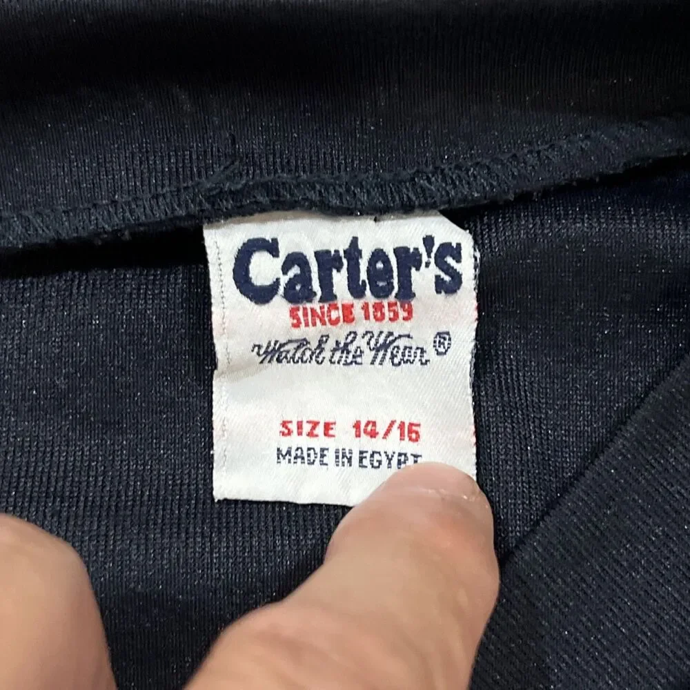 Vintage 90s Carter's Watch the Wear Football Jersey 07 Blue Black - Youth 14/15